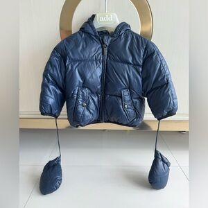Blue Puffer Jacket with Mittens
